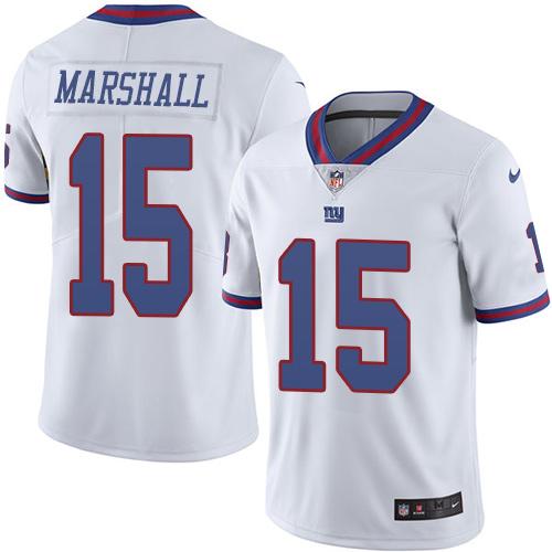 Nike Giants #15 Brandon Marshall White Men's Stitched NFL Limited Rush Jersey - Click Image to Close
